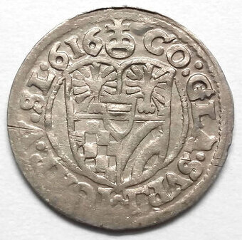 Stříbrná mince r. 1616 Karel II.