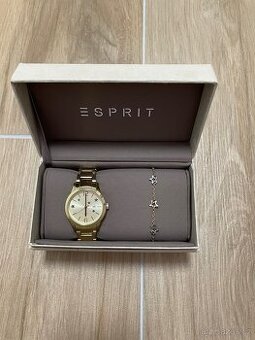 Sada dámské zlaté hodinky a náramek zn. Esprit