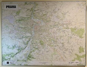Velká mapa Prahy v hliníkovém rámu - velká 146x110cm - 1