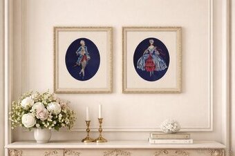 Starožitné vyšívané barokní obrazy, zasílám