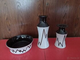 Retro keramika - svícen, váza, mísa