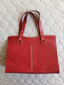 Červená, kožená kabelka - 1