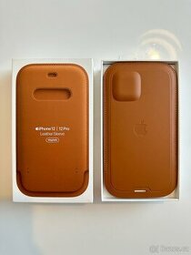 Apple kožený návlek s MagSafe sedlově hnědá (iPhone 12 Pro)