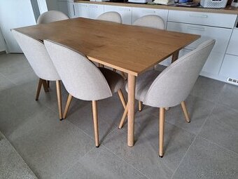 6 židlí + jídelní stůl -nadčasový design, perfektní stav - 1
