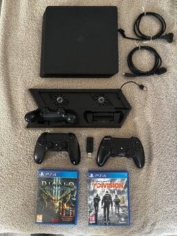 Prodám PS4 Slim 500GB s kompletním příslušenstvím a nabíjecí