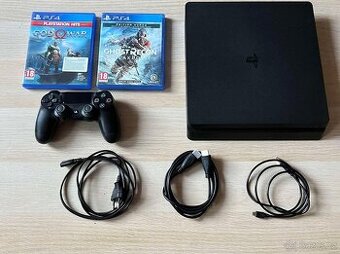 PlayStation 4 Slim 500 GB + originální ovladač + 2 hry