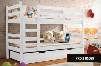 NOVÁ Patrová postel palanda bílá MASIV borovice