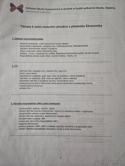 Maturitní otázky- ekonomika, marketing