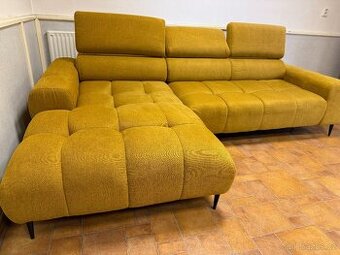 Rohová design sedací souprava Welnova, kari žlutá, textil