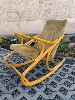 Retro dřevěné houpací křeslo TON - Brusel 60. léta