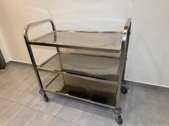 Servírovací gastro vozík z nerezové oceli - 3 police - 1