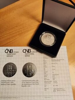 Stříbrná mince 100 Kč 2025 Nejvyšší soud, provedení proof