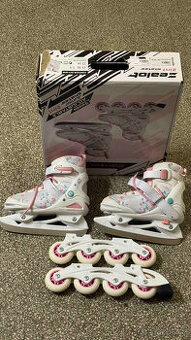 Dívčí lední a kolečkové brusle 2v1, vel.33-36