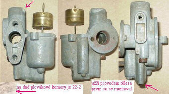 karburátor těleso jawa 50 pařez 550 plovák