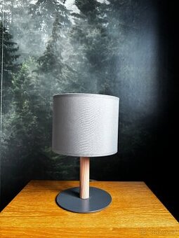 Stolní lampa šedá/dřevo