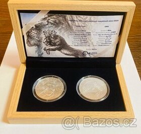 Sada dvou stříbrných uncových mincí Česky lev a Orel 2024