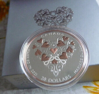 Mince stříbrná SVATBA 2021 PROOF 1OZ LIMIT.pozlac.