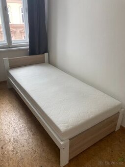 Postel 90x200 masiv + rošt + matrace – Brno