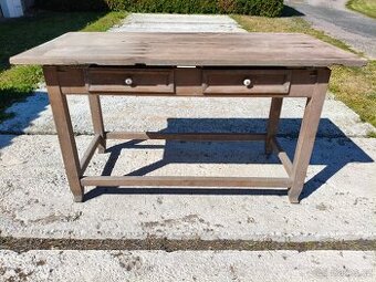 Starožitný velký  hospodský stůl se 2 šuplíky