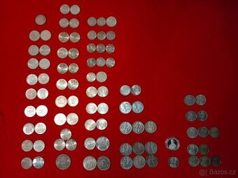 Československé stříbrné mince - 90 ks