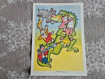 Čtyřlístek grafický list s podpisem J.Němečka