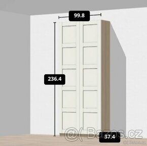 Šatní skříň s bílými dveřmi cca 100x37x236 cm