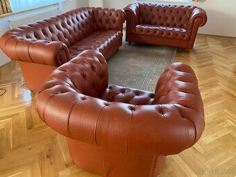 kožená sedací souprava Chesterfield 3+2+1