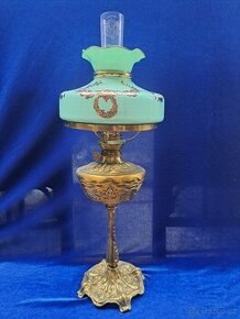 Secesní, petrolejová lampa z mosazi