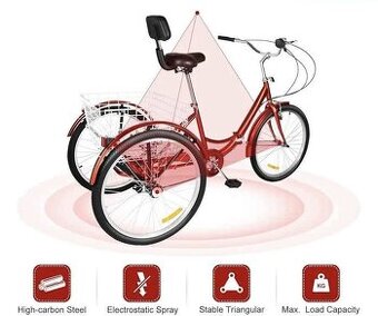 Tříkolka pro důchodce a handicap lidi, různé barvy