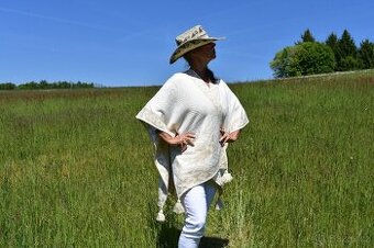 Pončo - Chile s vlnou alpaka, elegantní a oboustranné