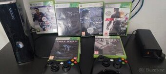 XBOX 360 (250GB) VIZ foto 2xovladač 6her