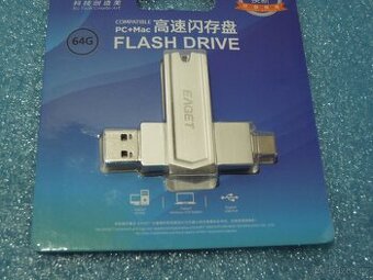 Kovový flash disk EAGET C USB 3.2 vysokorychlostní 2 v 1 64G