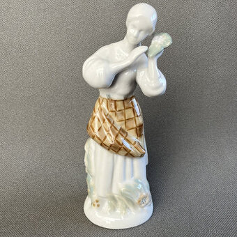 Porcelánová soška Dívka s kalinou 25 cm, Polonne