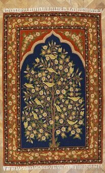 Ručně tkaný nástěnný koberec – tapiserie „Strom života s ptá