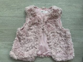 Dívčí růžová vesta H&M, vel. 134 (8-9 let)