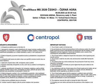 Vstupenky na ČESKO vs ČERNÁ HORA 6.6.2025