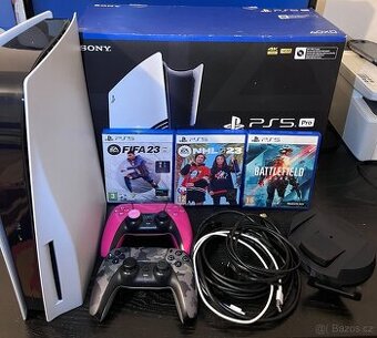 PS5 s mechanikou + dva ovladače a 3 hry