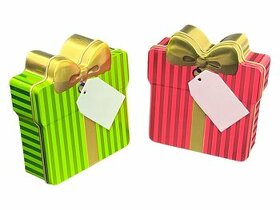 Dárková plechová krabička -- motiv dárek Vánoce -- Nové