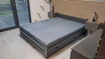 Postel 160x200 v odstínu antracit s úložnými prostory