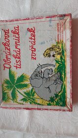 Retro dřevěná tiskátka, podušky na razítka,obrázkové kostky - 1