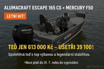 Alumacraft Escape 165 CS vybavený motorem Mercury F50 ELPT