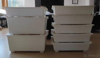 Velké plastové úložné boxy s víky IKEA - 16 ks
