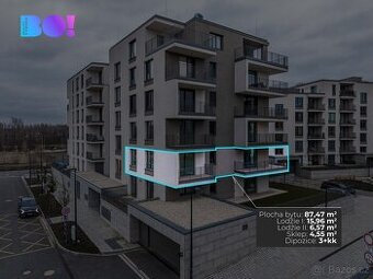 Pronájem bytu 3+kk, 87 m² s parkovacím místem a lodžií 23 m²