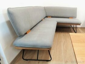 Nová jídelní lavice světle/tmavě šedá 210x154 cm - 1