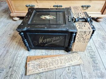 Starožitný hrací stroj, flašinet MANOPAN,  1887 - 1900