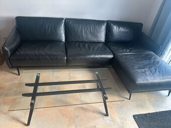 Kožená rohová sedačka se stolem - AKCE doprava