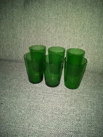 Retro sada zelené sklenene sklenky 6ks