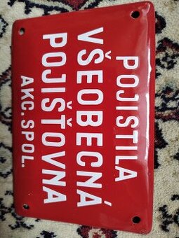 Smaltované reklamní cedule – Pojišťovna Slavie, Hasičská