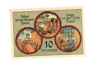 Nouzová bankovka 10 Pfennig Stadtilm, Německo 1921