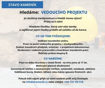 VEDOUCÍ PROJEKTU /  STAVBYVEDOUCÍ
